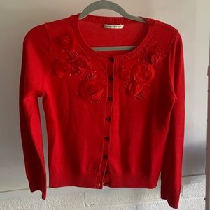 BANANA REPUBLIC RED CARDIGAN
